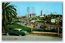 1957 Civic Center from Hollywood Freeway Los Angeles CA Posted Postcard picture