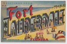 Greeting From Ft. Lauderdale Florida FL Vintage Big Letter Postcard Curt Teich picture