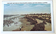 Postcard Surf Bathing Atlantic Ocean Daytona Beach Florida 1920s Old Cars Beach picture