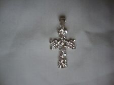 Vintage Unique Organically Shaped Cross w/Diamond Cuts Sterling Silver Pendant picture