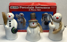 Vtg Sears Porcelain Snowmen Figurines 3pc Set 32 97213 4 1/2” Tall picture