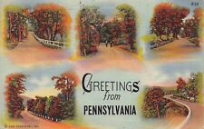 1950 Pennsylvania PA Greetings From Larger Not Large Letter 2B-H1327 Linen PC picture