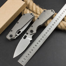 9'' New CNC Stone Wash D2 Blade Full Titanium Handle Folding Pocket Knife DF186 picture