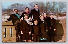 Postcard Pennsylvania  Amish Children Winter Chrome Unposted F735 picture