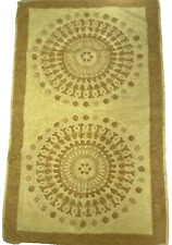 Vintage MCM Hand Towel Yellow Gold Sunburst Retro Geometric Pattern  26