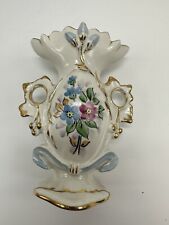 Vintage Weisley China Hand Painted Vase with Flowers Gold Edging Gilded picture