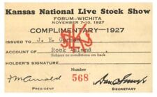 PASS  The Kansas National Live Stock Show Wichita  1927  J.E. Rock Island Pres. picture