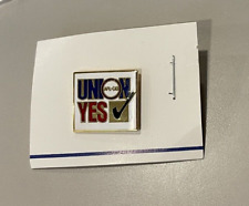 NIP Union Yes AFL CIO Gold Clutch Back Rectangular Lapel Pin Red White Blue .75