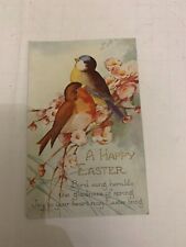 c.1920's A Happy Easter Embossed Postcard Birds on Branch picture