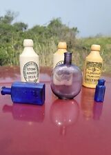 COOL 1890'S HALF PINT Amethyst Pumpkinseed Flask☆ Antique Purple Liquor Bottle picture