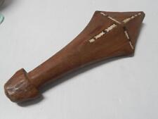 ANTIQUE CARVED WOODEN CLUB ADMIRALTY ISLANDS POLYNESIAN / SHELL INLAY picture