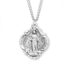 Unique Sterling Silver Baroque Style Miraculous Medal Size 1.1in  x 0.8in picture