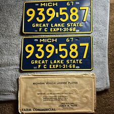 1967 Michigan Farm Commercial License Plate Pair 939-587 New Old Stock picture