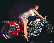 Collectable 8x10 photo art of a professional female model on a Harley Davidson picture