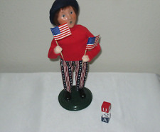 BYERS CHOICE, Patriotic BOY, 2022, Flags, Free USA fig, Star pants, Red sweater, picture