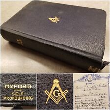 Vintage Oxford Freemasonry Mason Holy Bible Self Pronouncing - 1925 - Falls City picture