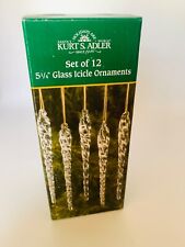 Kurt Adler Twisted Clear Glass Icicle Ornaments 12 Piece Set 5.25