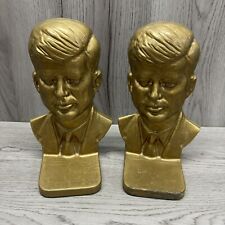 Vintage 1964 Cast Iron Bookends JFK John F Kennedy President Syracuse NY picture