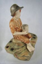 Weller Muskota Boy Fishing Flower Frog Figurine 1920 Vintage MINT Art Pottery picture