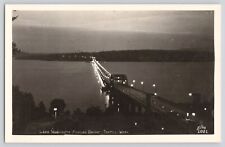 Postcard RPPC Photo Washington Seattle Lake Washington Floating Bridge Night picture