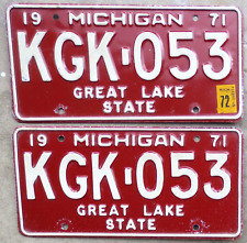 1972 Michigan License Plate Number Tag PAIR Plates picture