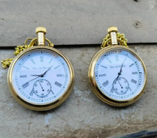 Lot of 2 Watch vintage pocket Collectible Antique Brass Pocket Watch GIFT. picture