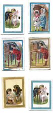 6 Antique Advertising Chromos h. 6cm Coffee L'extra Kids Games picture