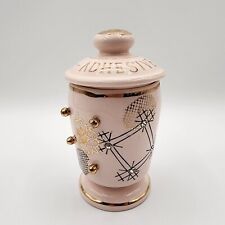 Vintage Thames Pink Vanity Jar Adhesive Apothecary Mid Century Gold Black picture