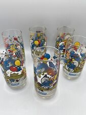 Vintage 1982 Peyo Smurfs Collector Glass Cups-Set Of 6 picture