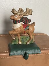 Vintage Eddie Bauer Home Cast Iron Reindeer Stocking Holder Hanger w/Scarf EUC picture