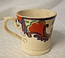 Colorful Antique Staffordshire Porcelain Gaudy Welsh Small Mug? 2 1/2