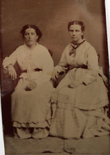 c1860/70s Tintype 2 Beautiful Women Sisters? Seated Sorrowful Expression D4438 picture