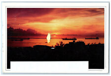 c1950's Sunset at the Atlantic Ocean Entrance to Panama Canal Postcard picture
