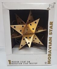 Vintage Moravian Star Christmas Tree topper Pierced Metal Indoor Light 10