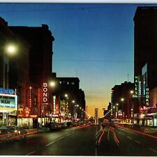 c1950s Oklahoma City, OK Main St Downtown Night Bob Taylor Photo Postcard A91 picture