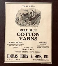 1921 Tioga Mills Yarns Advertisement Mule Spun Cotton Philly Antique Print AD picture