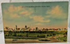 Vintage Linen Postcard Dallas Skyline Hines Blvd. Dallas, Texas 1930's-40's picture