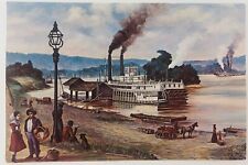 Vintage Marietta Wharf in 1882 by Artist William E. Reed with EMMA GRAHAM Ship picture