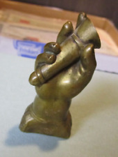 Antique Bronze Hand Holding Torch Judaica Sculpture Great Fingernail Definition picture