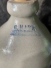 1800's Beautiful C Hart Sherburne Cobalt Salt Glazed Stoneware Jug 11 1/2 inches picture