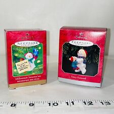 Snowman Fancy Footwork Lot of 2 Hallmark Keepsake Ornament Tip Your Hat W/ Boxes picture