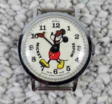 Vintage c. 1960's Swiss Mechanical Disney Mickey Mouse Moving Hand Watch RUNS picture