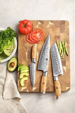 XINZUO 3Pcs B37 Damascus Steel Knife Set 73 Layers 62-64 HRC Olive Wood Handle picture