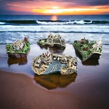 DANBURY MINT Fisherman's Cove by Colin Gough- Fishing Village Sculpture 4 pieces picture