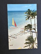 Postcard Waikiki Beach. Catamarans and Outriggers Sea of Honolulu R35 picture