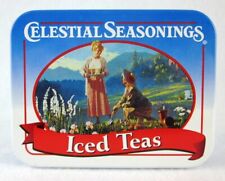 Vintage Celestial Seasonings Iced Teas Tea Tin 2 Women Garden Flowers Mountain picture