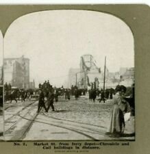 1906 Market Street Chronicle Call San Francisco CA Earthquake Stereoview Z108 picture