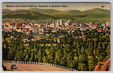 c1960s Spokane Sunset Highway Washington Vintage Linen Postcard picture