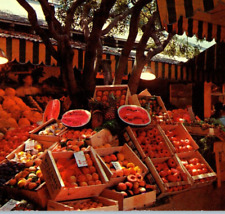 Farmers Market Watermelon Oranges Fruit Exotic Display LA CA Vintage Postcard A5 picture