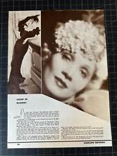 Rare Vintage 1930s Marlene Dietrich Portrait + Bio - Old Hollywood picture